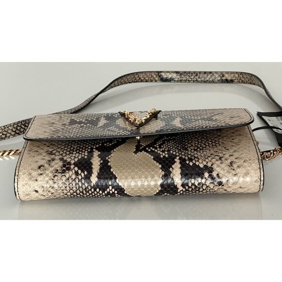 Versace Virtus Leather Brown Wallet on Chain Shoulder Bag 1006364 IT NWT $1275 - Picture 5 of 15